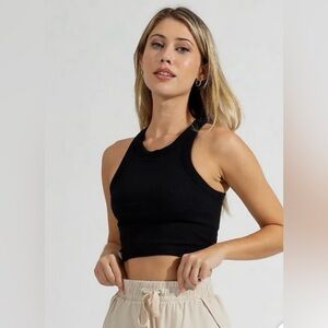 Buffbunny Ribbed Seamless cropped Tank Onyx Black Small